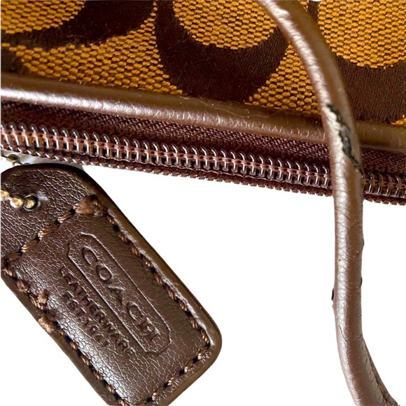 Coach Wristlet Purse Luxury Signature Monogram Classic CC Print Neutral Brown